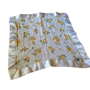 Little Unicorn Yellow Floral Muslin Cotton Square Lovey Security Blanket 17 X 17